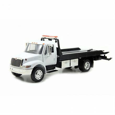 Металлический грузовик Flat Bed Tow Truck Durastar 24 International, белый 